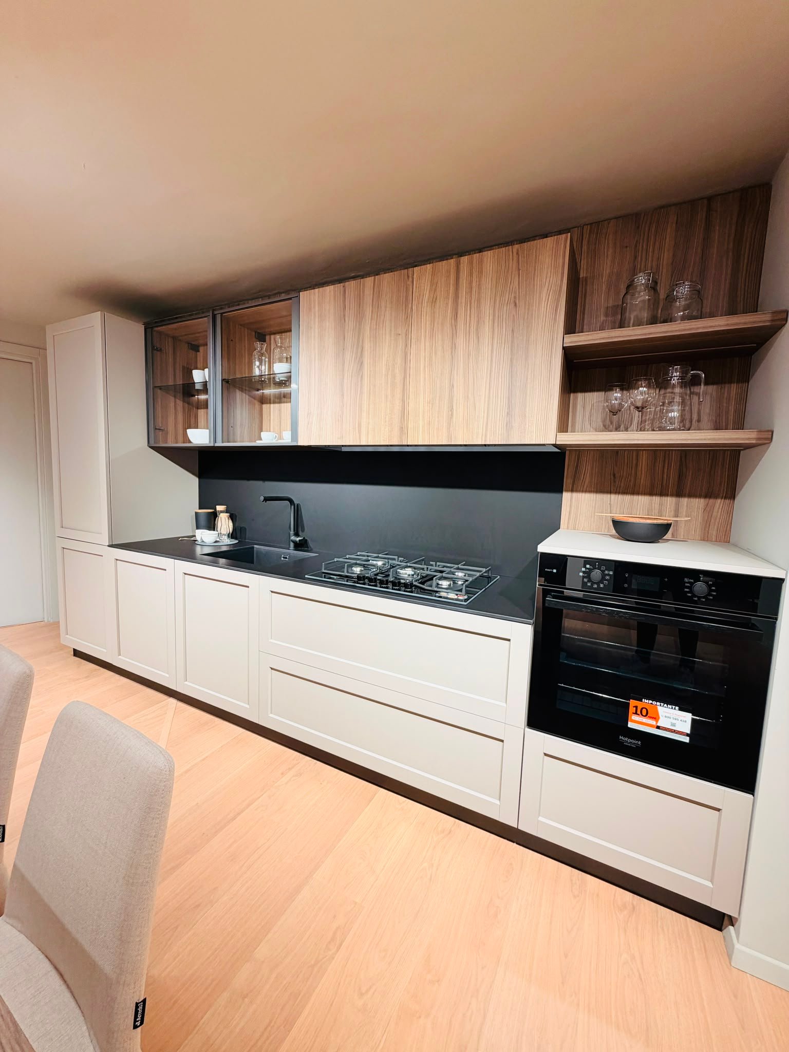 Cucina Arredo 3 telaio bianco e legno noce showroom Roma