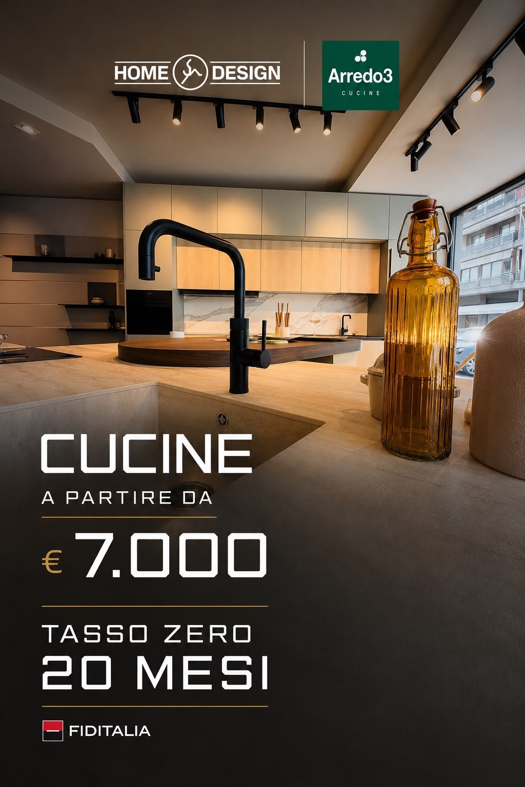 Promo Arredo 3 Home & Design: cucine a partire da 7.000 euro, tasso zero, finanziamento Fiditalia